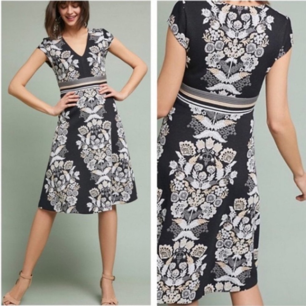 Anthropologie Ett:twa floral embroidered soirée midi dress